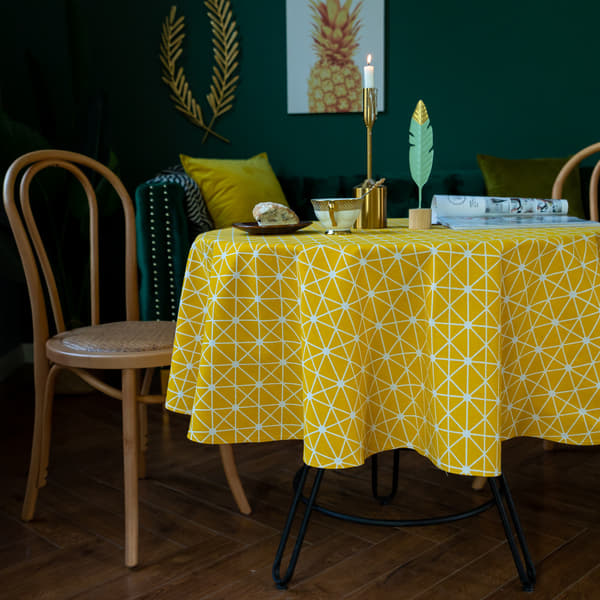 Rund polyester-bomullsduk med en diameter på 140 cm