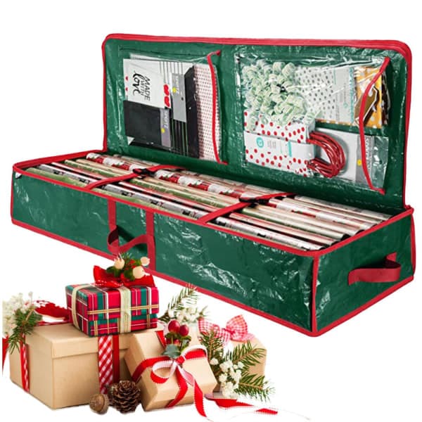Gift Wrap Storage Box Christmas Ribbon Storage Organizer for Decorations