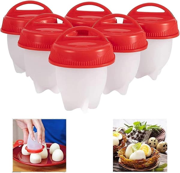 Silicone Egg Cooker Without Shell, Non-Stick Egg Mold for Hard-Boiled Eggs, Smaller Eggs, for Steamer and Oven BPA-Free, 6 Set for Easter Gift ZeGoods