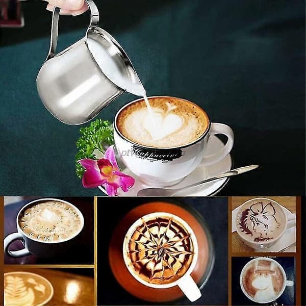 2 stk. 60 ml mælkekande i rustfrit stål, minikander til barista-cappuccino, espresso, fløde og sauce (60 ml)