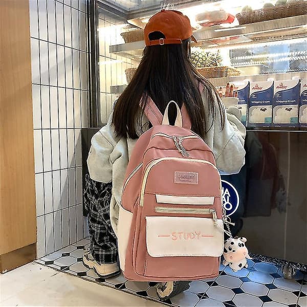 Stor Acity skolesekk for studenter, koreansk stil, kvinne (rosa)