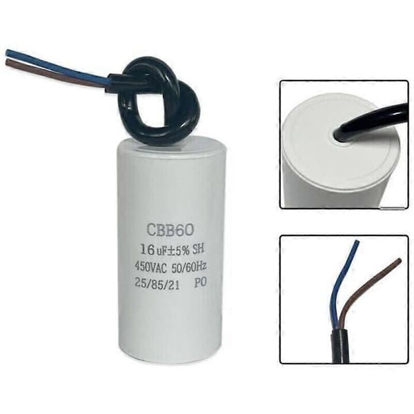 CBB60 16 F 50/60 Hz start capacitor. Motor capacitor. Microfarad capacitor with wire.