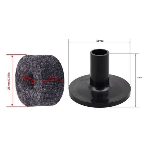 48 Pcs Cymbal Stand 25mm Felt Washer + 12 Pcs Sleeves Replacement for Shelf Drum Set