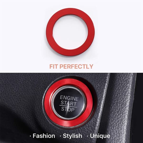 Trim Center Cap Wheel for 2016-2021 Door AC Button Cover Audio Speaker and Engine Start Switch Ring Red