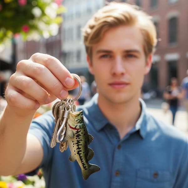 Basfisk nyckelring för herrars 3D-ryggsäcksetiketter -