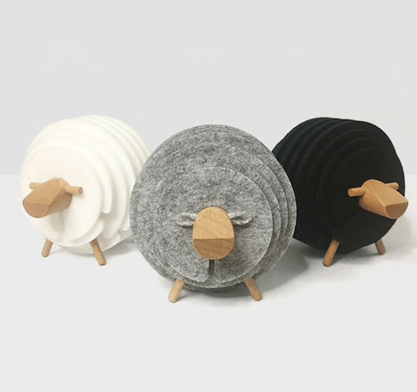 Teline ja lasinaluset, lammas, harmaa Grå gray