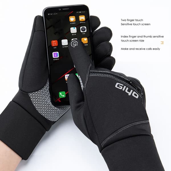 Cykelhandsker med touchscreen, varme, vandtætte, til udendørs skiløb, L