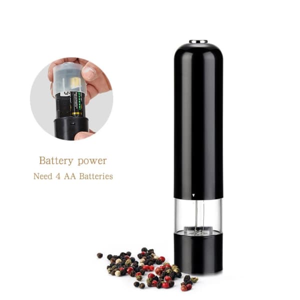 Automatic Salt & Pepper Grinder Electric Herb Pepper Spice Grinder Svart black