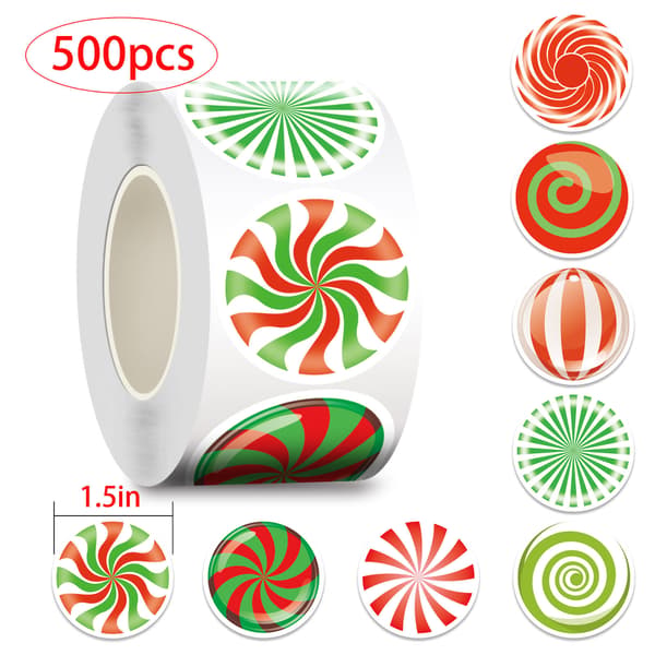 500 stk. rulle med julestickers, runde julestickers