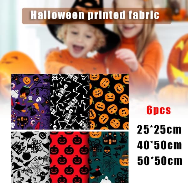 Halloween Pattern Fabric Multipurpose DIY Sewing Fabric Creative Halloween Theme Handmade Accessories 50*50cm 50*50cm