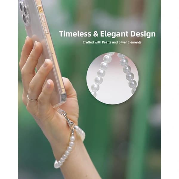 Universal Cell Phone Charm, Beaded Keychain, Wrist Strap, Bracelet, Compatible with All Phone Cases (White) [YDE]