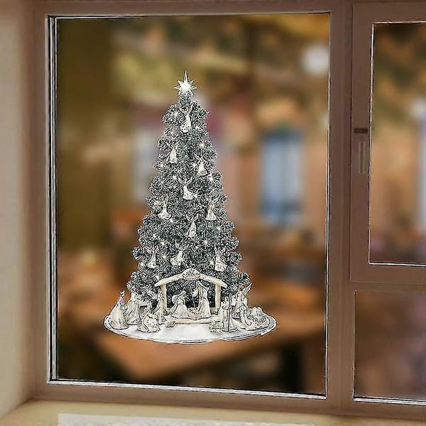 Christmas Trees Wall Decal Window Decor Crystal Ornaments PVC