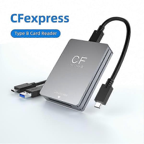 CFexpress Type B -kortinlukija USB 3.2 Gen2 10 Gbit/s, USB-C–USB-C/A-kaapeli mukana hopeanharmaa Silver-gray