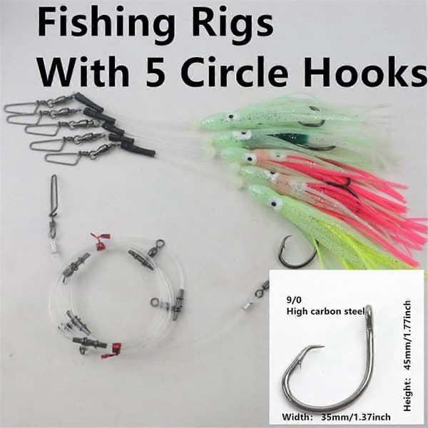 Glow Squid Deep Drop Tilefish Rig, Excellent for Deep Drop Fishing for Tilefish, Grouper, Bottom Fishing Rig 9/0