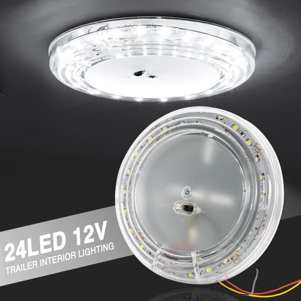 24LED 12V White Ceiling Dome Light Interior Round Reading Lamp