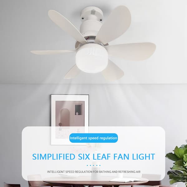 Loftventilator med LED-lys 6 blade Støjsvag luftkøleventilator med timer til camping seng sovesal hvid White