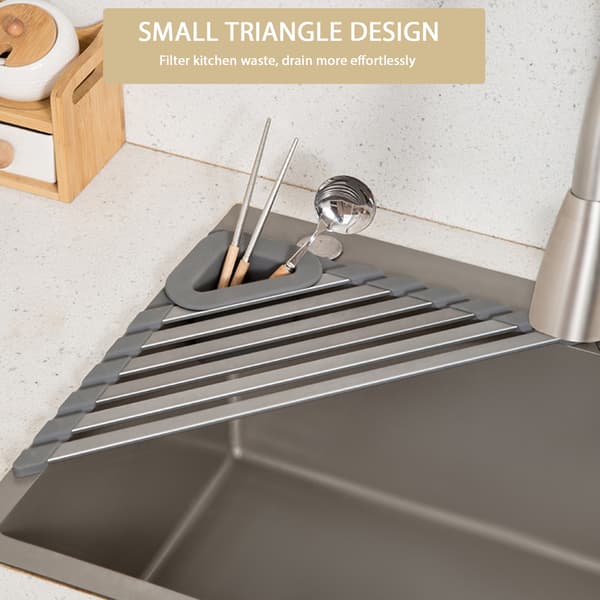 Sink Mounted Triangles Drain Rack Household Cutlery Drying Rack for Home Kitchen Light Grey Small Light Grey Small