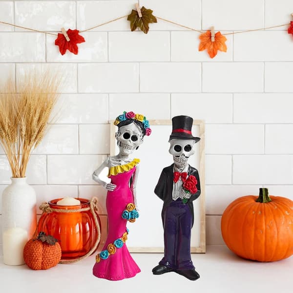 Skeletpar Statue skulptur harpiks til hus tema dag den -