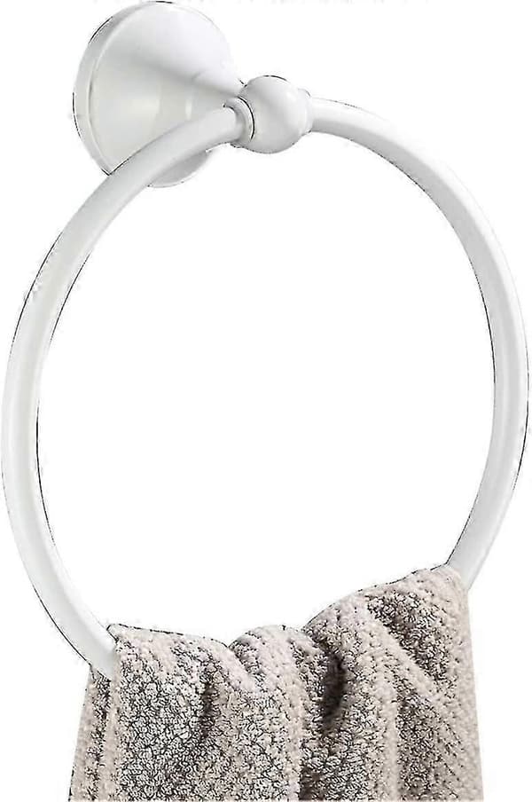 Round Brass Wall Mounted Towel Ring, Bathroom Towel Holder, White