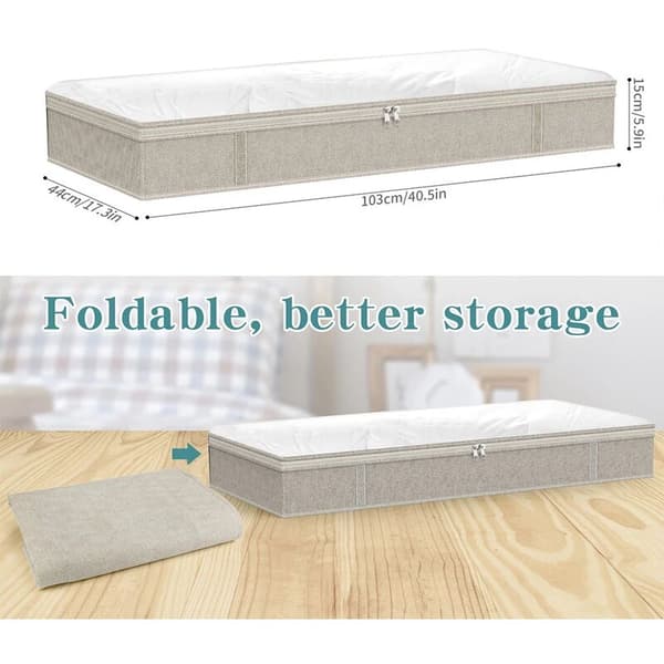 Foldable Under Bed Storage Bins, Large Underbed Storage Containers, Thick Breathable Zippered Storage Bags
