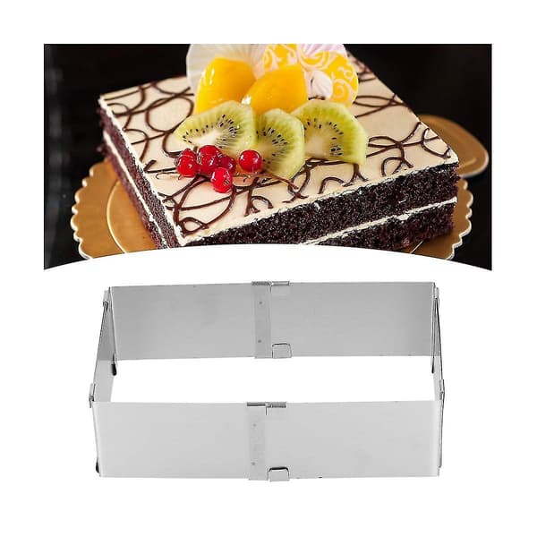 Justerbart Mousse Ring Sett Kvadratisk Rustfritt Stål Bakeform for Kake Bursdag Bryllupskake Baking