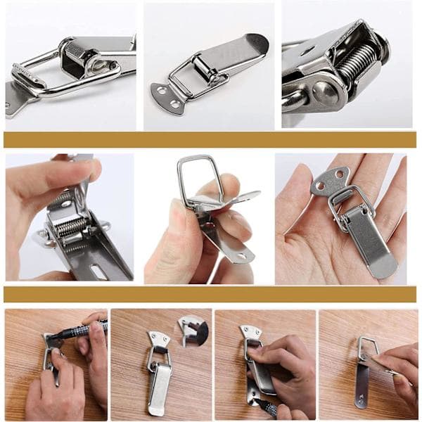 Stainless Steel Toggle Latch with Screws, 56mm Hasp Latch, Spring Loaded Buckle, Clamp, Box Closure, Toolbox Protector