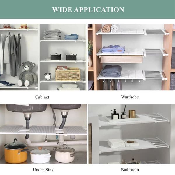 Extendable Storage Shelf - 38-55cm - Wardrobe Divider - Wardrobe/Bathroom/Kitchen - Fits all models