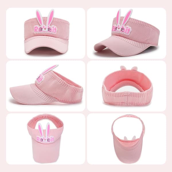 Solskjermlue for barn jenter gutter, kanin sportscap beskyttelse utendørsaktiviteter cosplay hodeplagg rosa