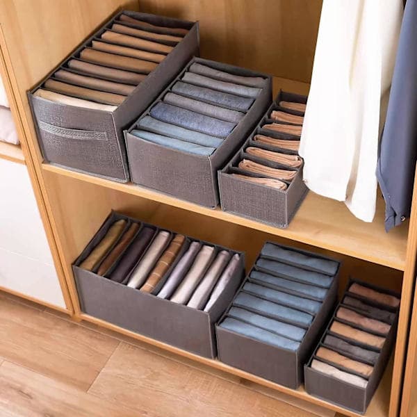 6 Pcs Storage Boxes for Jeans Pants T-shirt Storage Bins Organization Boxes Wardrobe Cabinet