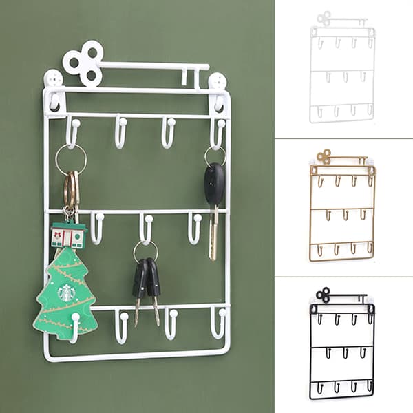 Key Holder Decorative Wall Mounted 11 Hooks Key Rack for Kitchen Office Coppery Coppery