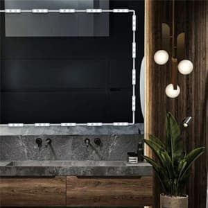 Injection Molded Protective Vanity Lights, Customize Mirror Size, Hollywood Style, Easy To Install, Smart Memory Function, Adhesive On Back For