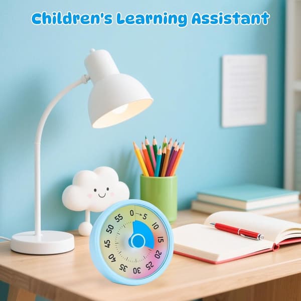 Visual Timer 60 Minute Countdown Timer With Silent Operation For Kids Classroom Study Office Kitchen Pomodoro Time Management Blue 11 x 5 x 11 cm
