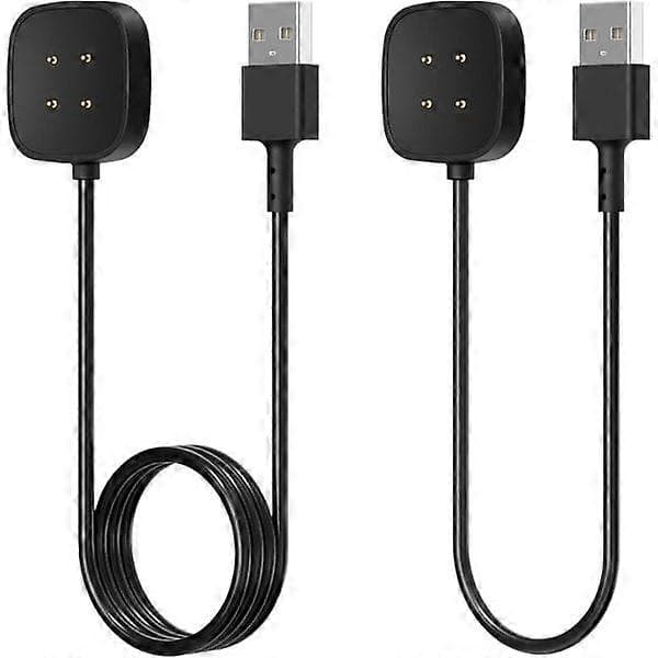 2-pack laddningskablar kompatibla med Fitbit Sense/Sense 2 och Versa 4/Versa 3 Smartklockor (3.3/1ft) [DB]