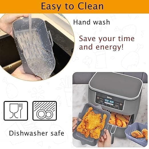 Silikoneform til airfryer (2 x grå) til rektangulære airfryers