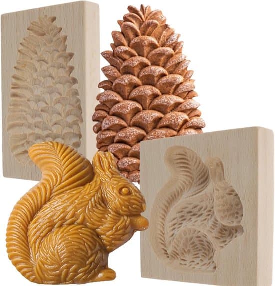 Træ cookieforme - 3D udskårne dyre cookieforme - Nemme at fjerne - Holdbare cookieforme - Til bageentusiaster - 2-pak
