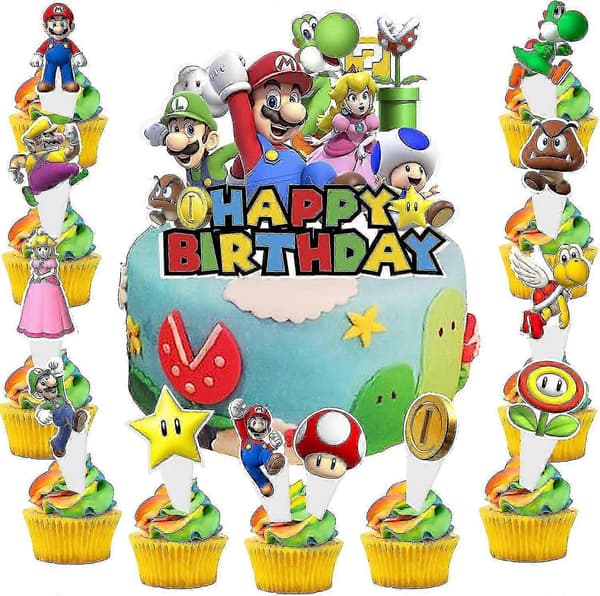 [KK] Mario Kagetopper sæt til børnefødselsdagsdekorationer