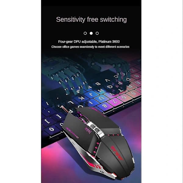 Gamingmus, kablet gamingmus kompatibel med bærbar computertilbehør sort【PL】