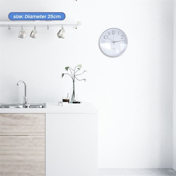 Premium Silver Wall Clock, Wall Decor, Modern Silent Wall Clock for Home Office Kitchen (25cm, Silver)