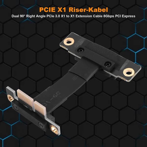 PCIE X1 Riser Cable 90 Degree Right Angle PCIe 3.0 X1 to X1 Extension Cable 8Gbps PCI 1X Riser Card-