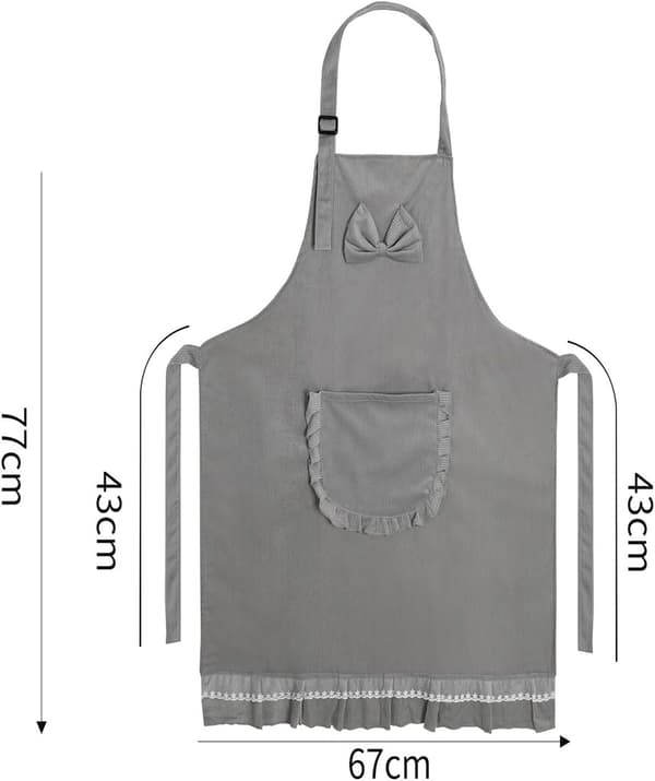 Women's Apron Cotton Kitchen Apron with Adjustable Neck and Large Pocket Personalized Apron for Grilling Cooking Baking Cleaning Workshop Bar Grey