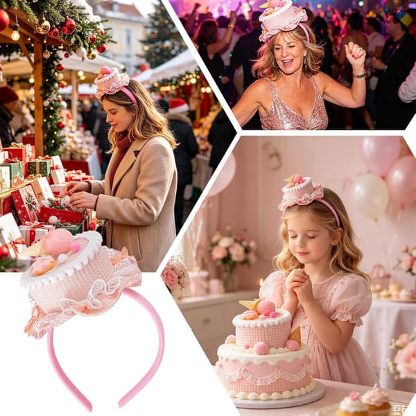 Kakehatt, pannebånd, søtt hår, bursdagsgave, rekvisitter rose - rose