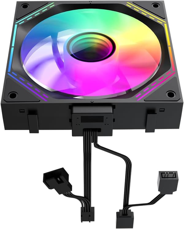 120 mm sammenkoblede PC-kabinetblæsere sorte med Infinity Mirror Center ARGB 5V 3-benet tredobbelt pakke