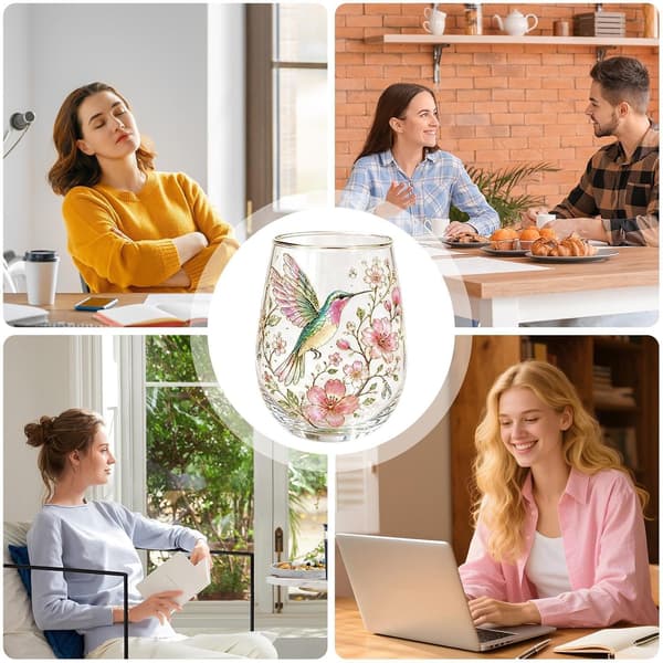 tekoppar i glas, blommönster, vattenmugg kolibri - Kolibri