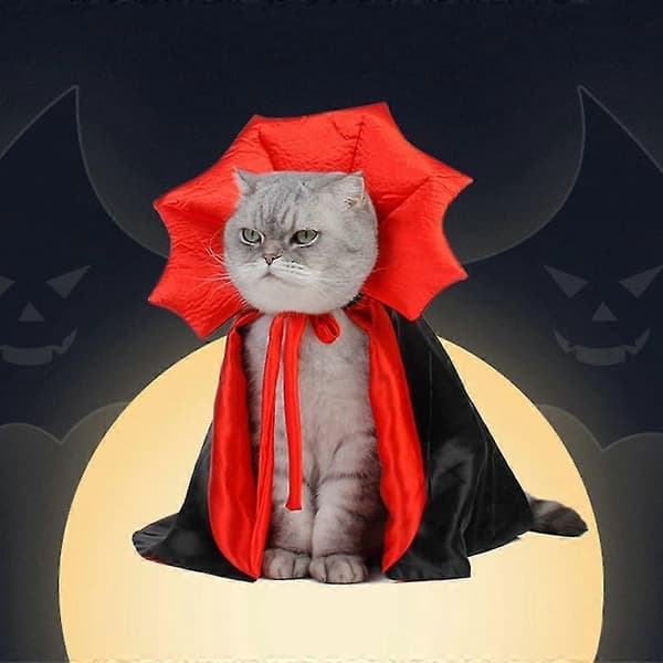 Halloween-kostumer til katte og hunde Kattekappe Vampyrkappe til kæledyrskostume Halloween Kattekostume