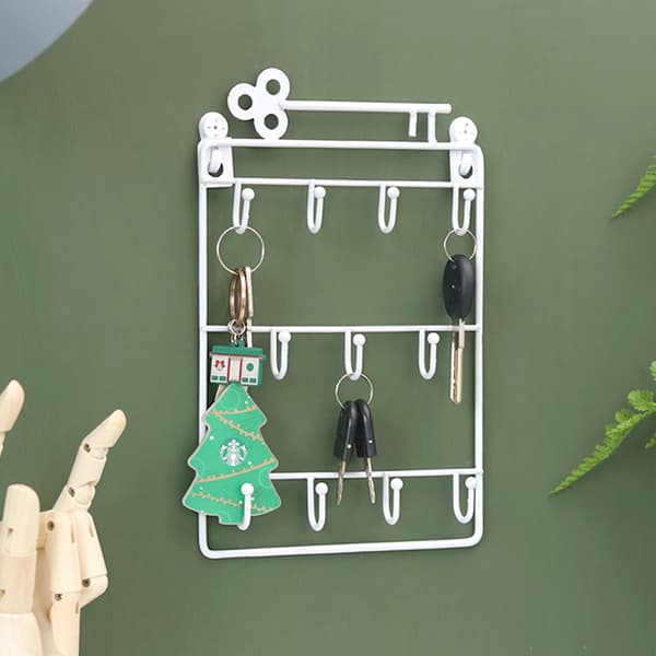 Key Holder Decorative Wall Mounted 11 Hooks Key Rack for Kitchen Office Coppery Coppery