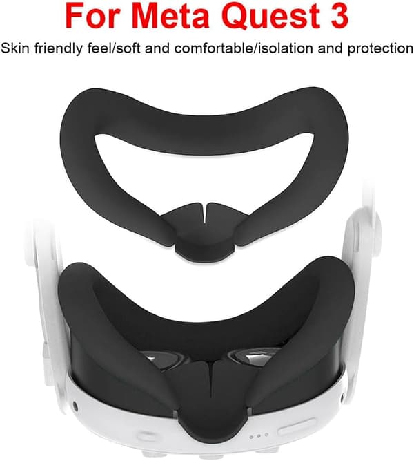Silicone VR Face Cover for Meta Quest 3, VR Face Pad Compatible with Oculus Quest 3 VR Headset, Quest 3 Accessories