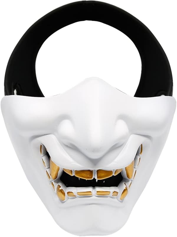 Airsoft Halv ansiktsmaske, Ond Demon Monster Kabuki Samurai Hannya