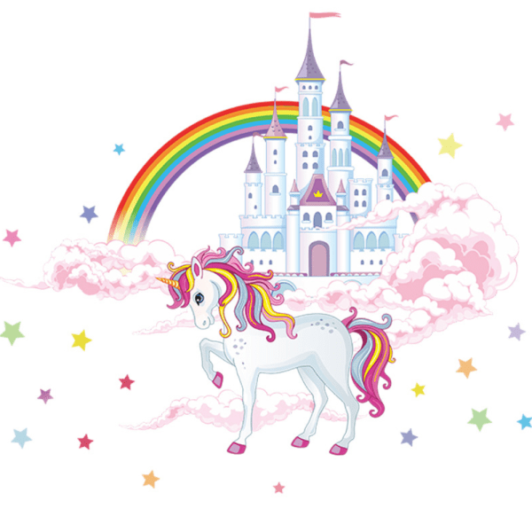 Rainbow Castle Unicorn Wall Decals Decorations for Children's Bedroom