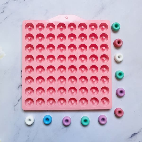 1 stk 64-hullers mini doughnut silikoneforme DIY chokolade slik Pink