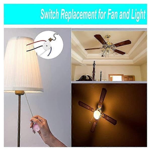 1 pc Ceiling Fan Light Switch ZingEar ZE-208S E89885 3 Speed 4 Wire Fan Switch Pull Chain, Fan Light Switch (FMY) Bronze Bronze